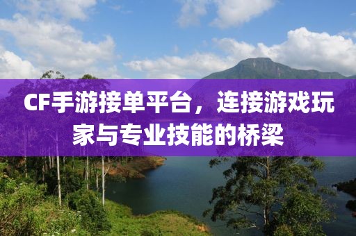 CF手游接单平台，连接游戏玩家与专业技能的桥梁