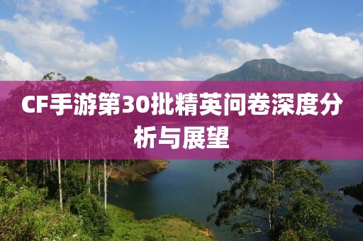 CF手游第30批精英问卷深度分析与展望