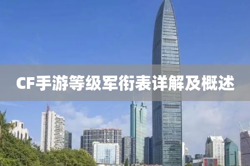 CF手游等级军衔表详解及概述